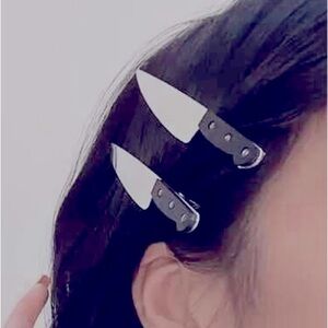 2 Halloween knife hair clips